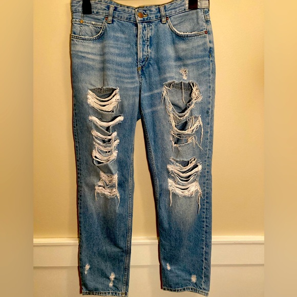 Ripped Straight Leg Boyfriend Jeans - Picture 2 of 5